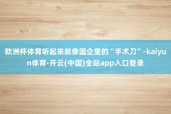欧洲杯体育听起来就像国企里的“手术刀”-kaiyun体育·开云(中国)全站app入口登录